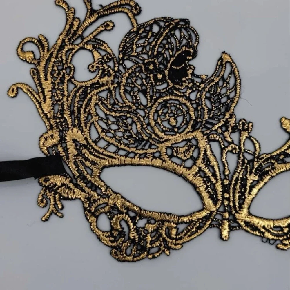 Stunning Gold Lace Masquerade Mask - Handcrafted for Mardi Gras & Parties! NEW